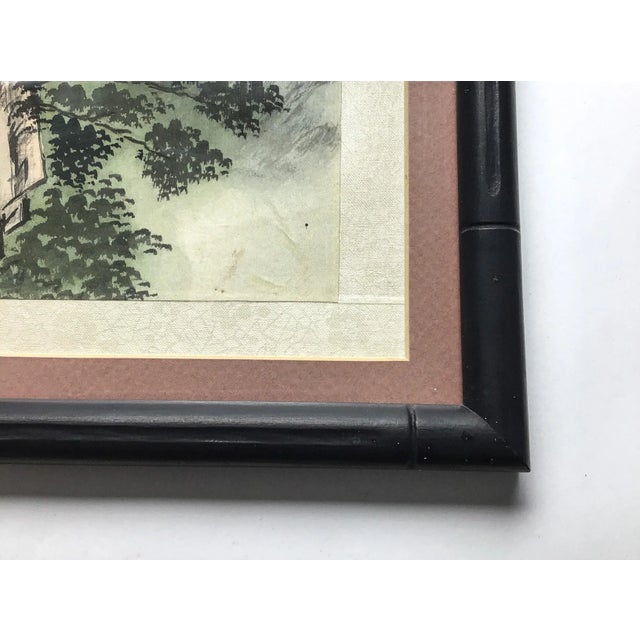 Framed Original Watercolor Paintings Asian Landscapes a Pair For Sale In Portland, ME - Image 6 of 12