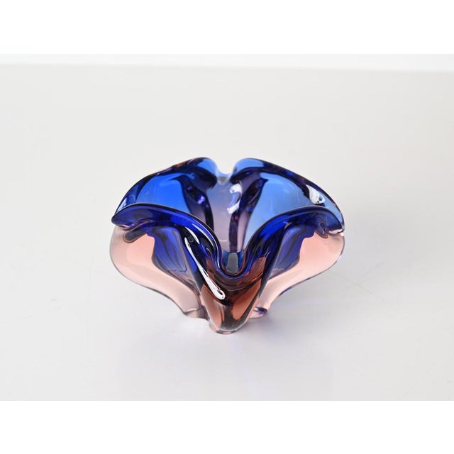 Pink and Blue Sommerso Murano Glass Bowl form Fratelli Toso, Italy, 1960s For Sale - Image 15 of 18