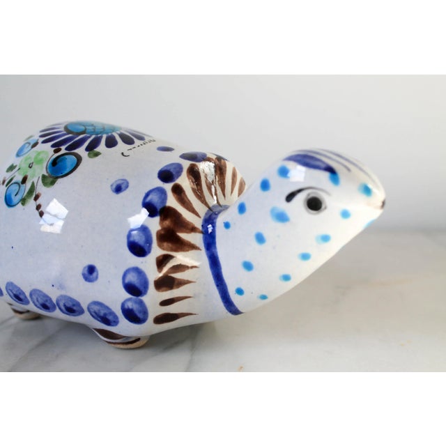 Vintage Hand Painted Mexican Pottery Turtle For Sale - Image 4 of 8