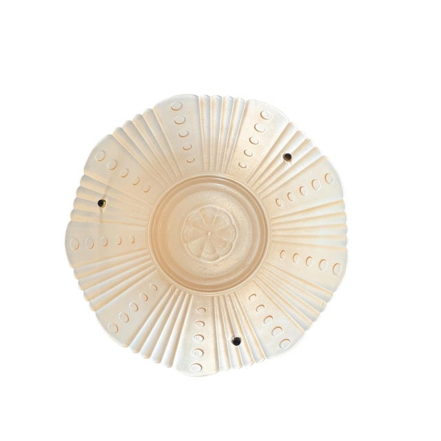 Vintage Three Chain Bowl Light Amber Glass Bedroom or Hallway Ceiling Light Restored Brushed Brass and New Wiring For Sale - Image 4 of 7