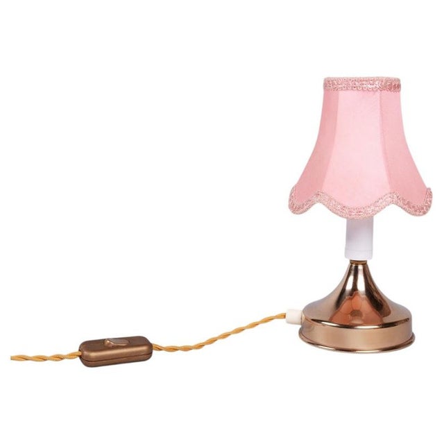 Mid-Century Table Lamp in Brass andTextile Lampshade, Czech, 1960s For Sale - Image 11 of 11