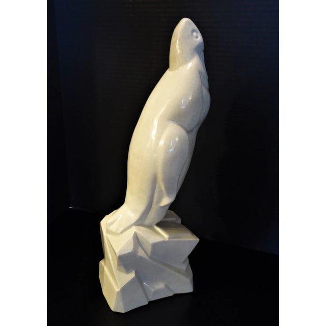 Mid-Century Modern 1930's Art Deco Geo Condé Faince Glazed Ceramic Penguin For Sale - Image 3 of 12