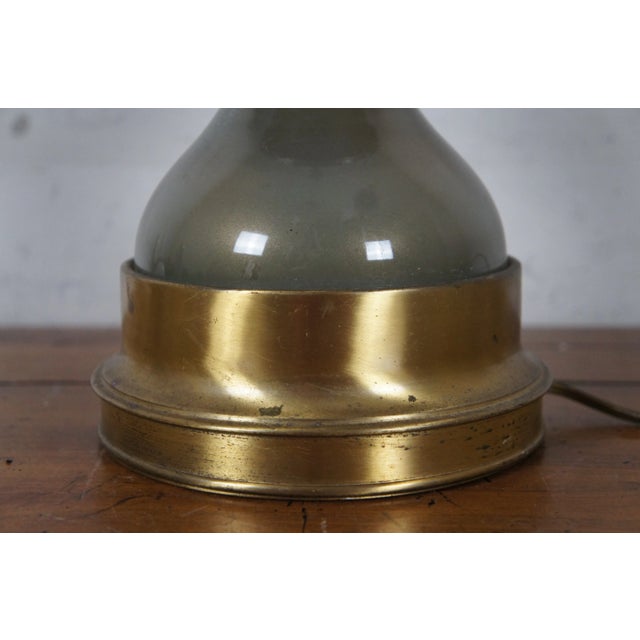 Vintage Hollywood Regency Brass & Glass Trophy Urn Table Lamp For Sale - Image 9 of 12