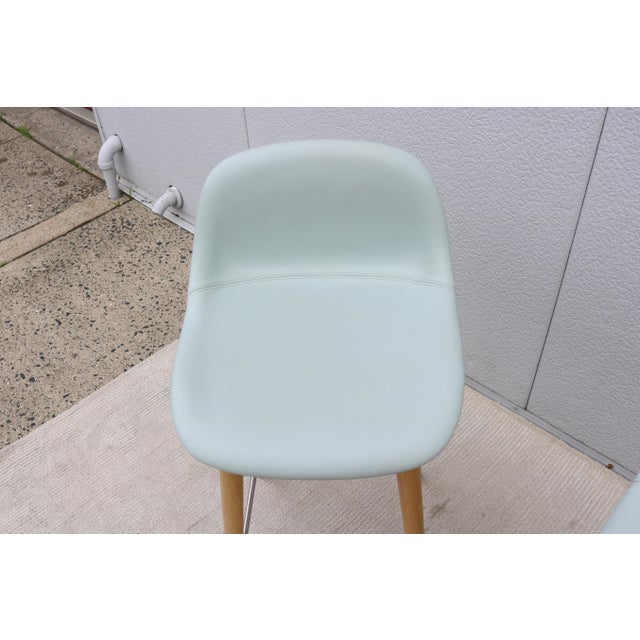 Danish Iskos-Berlin for Muuto Leather Fiber Counter Stools Wood Base - Set of 3 For Sale - Image 14 of 18