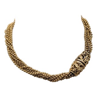 Vintage 1979 Signed Napier Ad Piece Goldtone Torsade Necklace For Sale