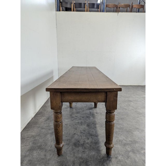 Large Early 20th Century Oak Community Table For Sale - Image 3 of 7