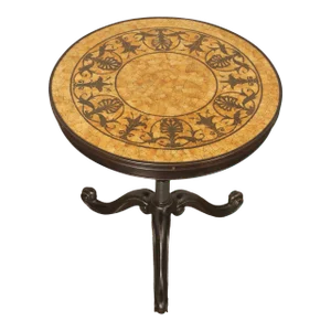 Classical Style Round Mosaic Top Bronze Side Table