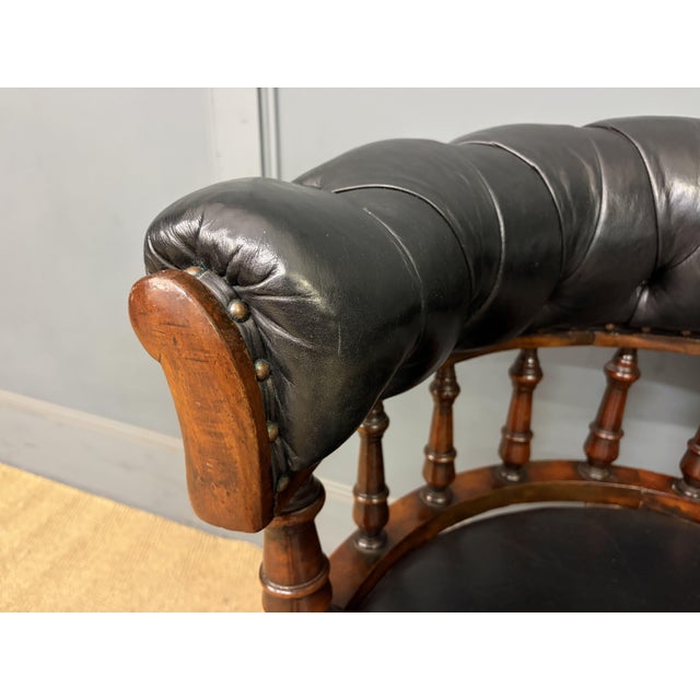 19th Century Victorian Mahogany Revolving Desk Chair, 1885 For Sale - Image 5 of 13