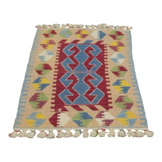 1970s Scandinavian Style Geometric Oushak Kilim Rug For Sale