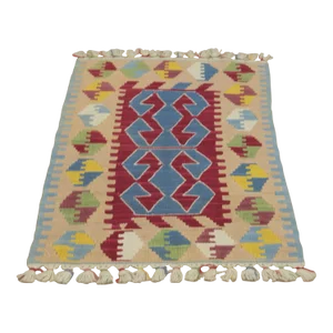 1970s Scandinavian Style Geometric Oushak Kilim Rug