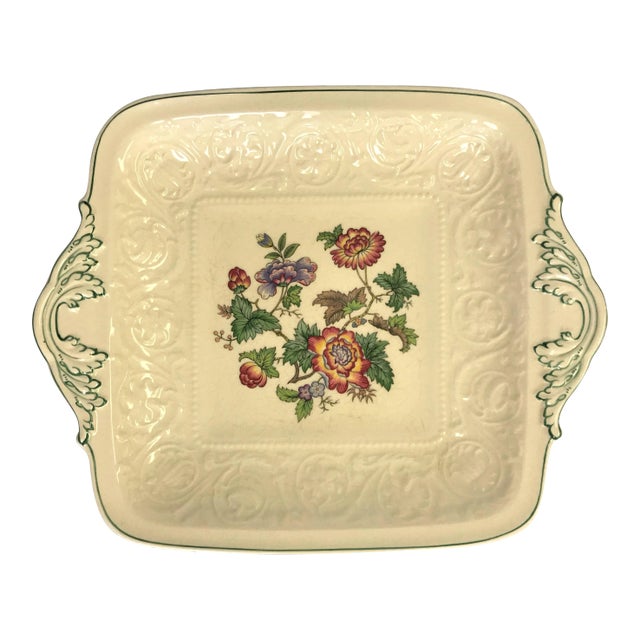 Vintage Wedgewood Patrician Tapestry Collection Square Handled Cake Plate For Sale
