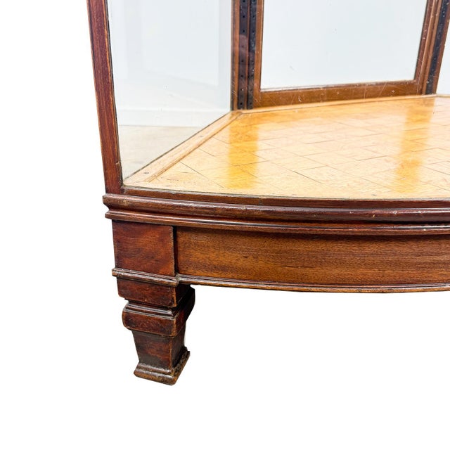 Antique Curved Glass Display Cabinet Wooden Showcase, 1890s For Sale - Image 4 of 18