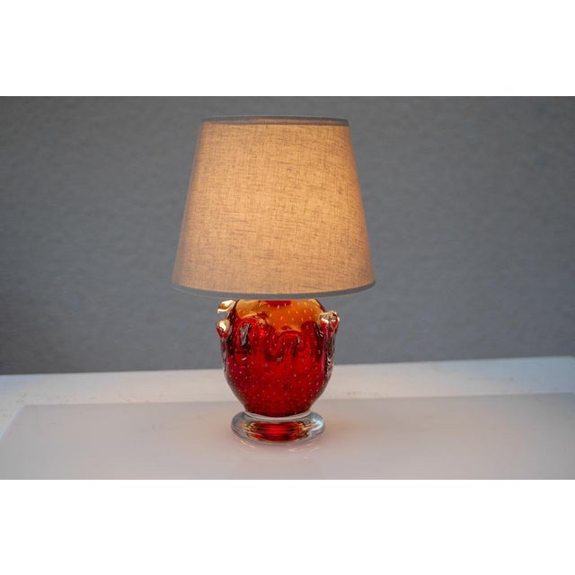 Red Crystal Glass Lamp by Börne Augustsson for Åseda For Sale - Image 9 of 14