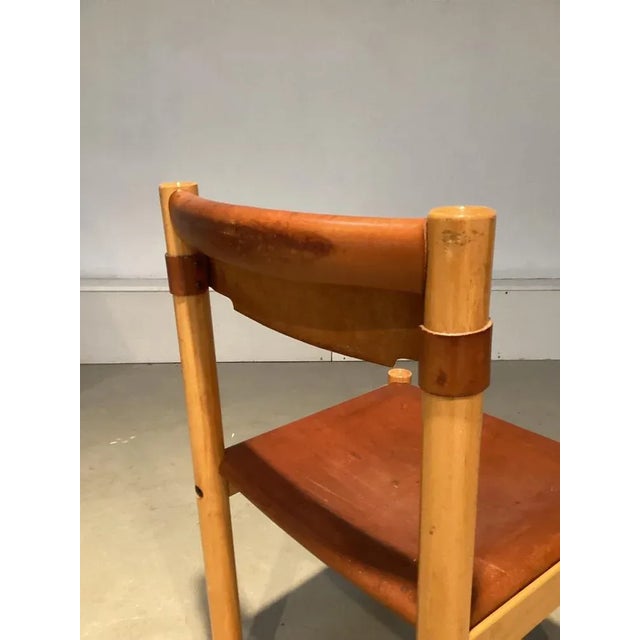 Wood Vintage Italian Leather and Beech Stick Chair attributed to Ibisco, 1970s For Sale - Image 7 of 8