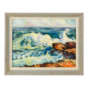 Northern California Coastal Santa Cruz County Ocean Waves 1950 Plein Air