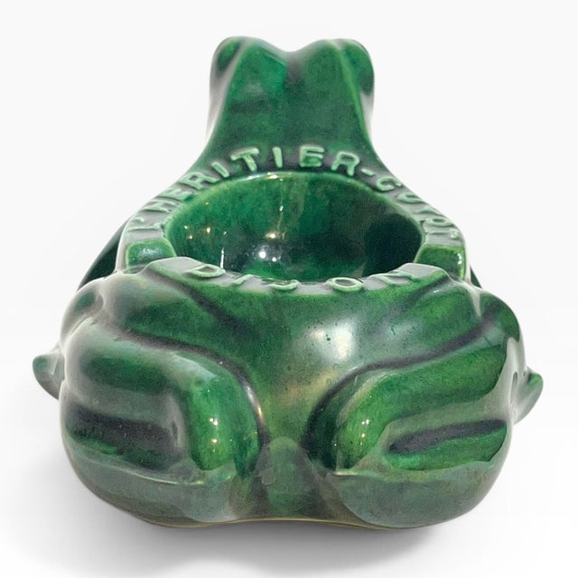 Mid 20th Century Vintage French Green Frog Ashtray Catchall Dijon For Sale - Image 5 of 12