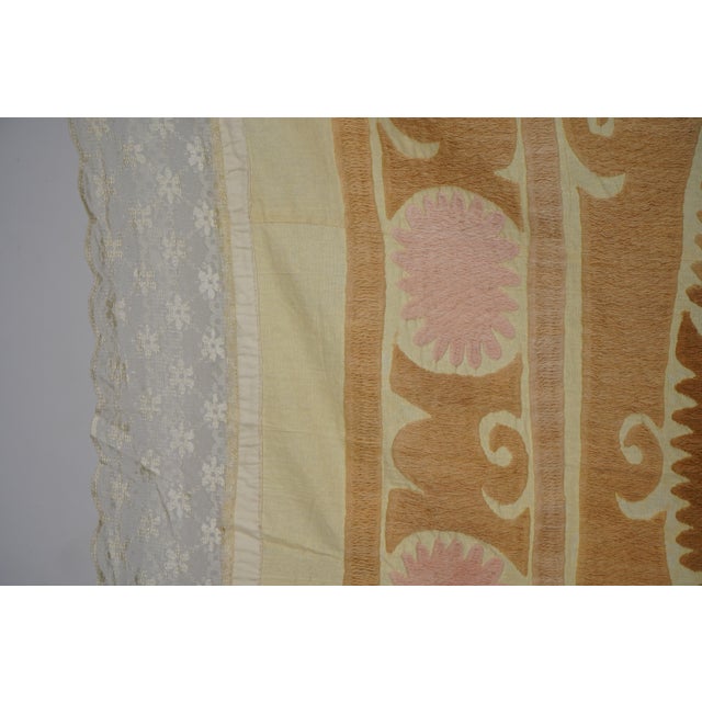 Beige Hand Embroidered Uzbek Suzani - Wall Decor For Sale - Image 8 of 15