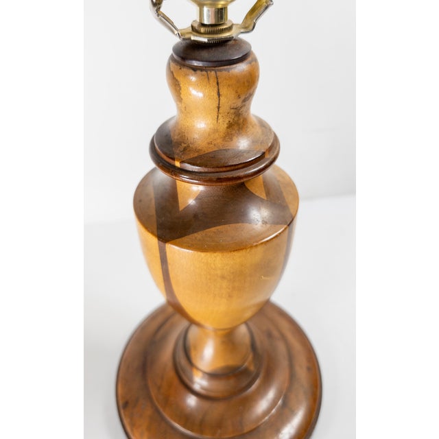 19th Century American Folk Art Turned Parquetry Wood Table Lamp For Sale In New York - Image 6 of 10