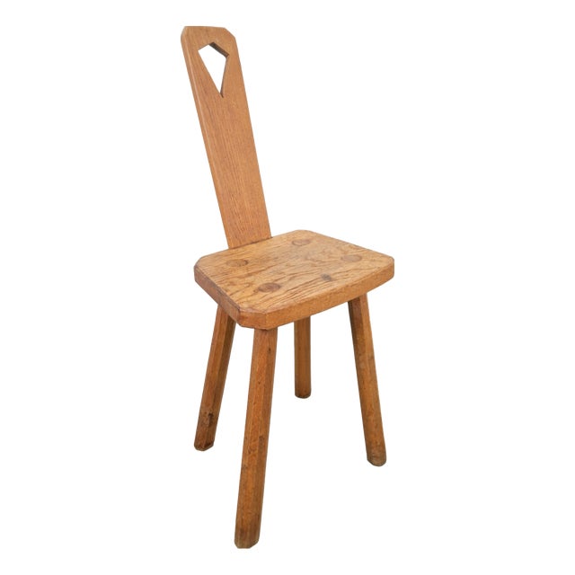 Dutch Brutalist Oak Plant Table or Stool, 1950s For Sale