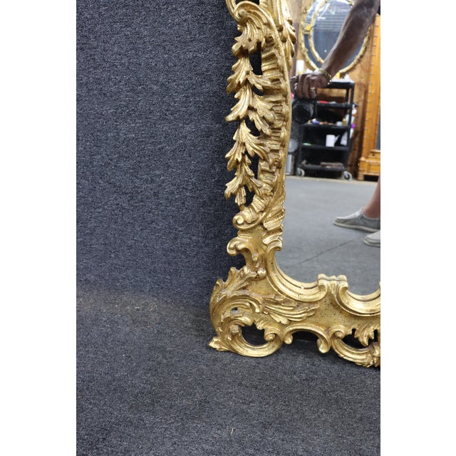 Italian Rococo Revival Hand-Carved Giltwood Wall Mirror For Sale - Image 13 of 14