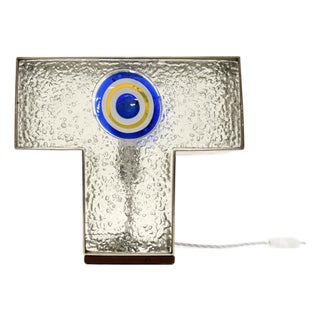 Vintage Italian Glass and Steel Table Lamp, 1960 For Sale