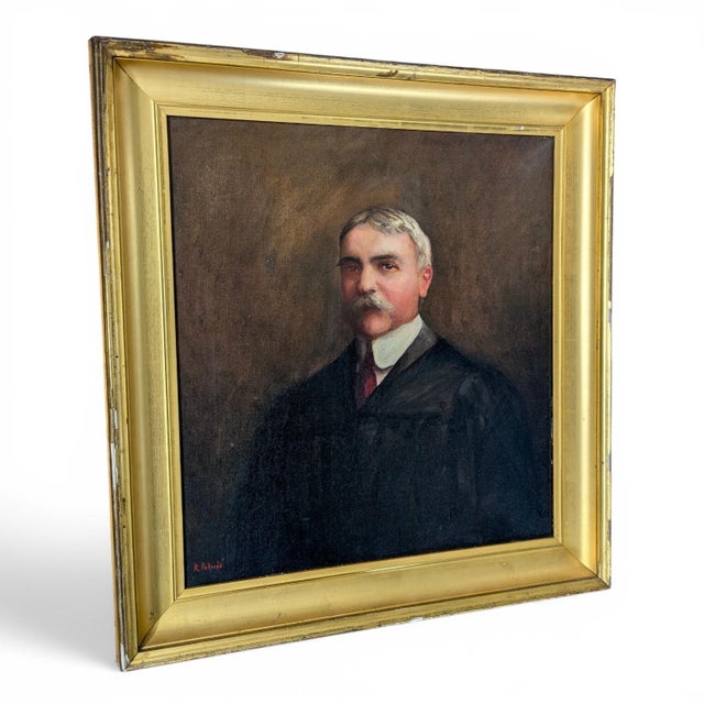 English Early 20th Century Antique Oil Portrait For Sale - Image 3 of 13