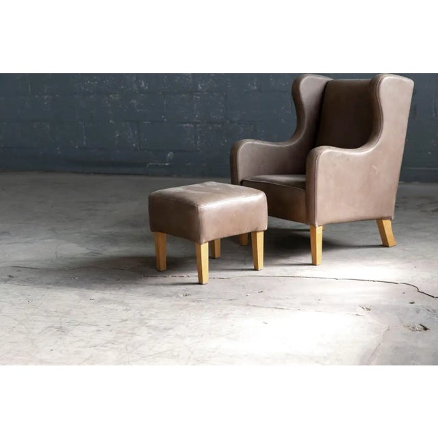 Brown Borge Mogensen Style Children's Chair With Ottoman For Sale - Image 8 of 10