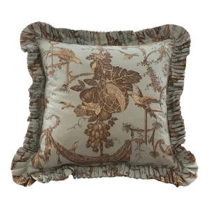 Vintage Brunschwig & Fils Kininvie Toile Euro Pillow With Down Feather Insert