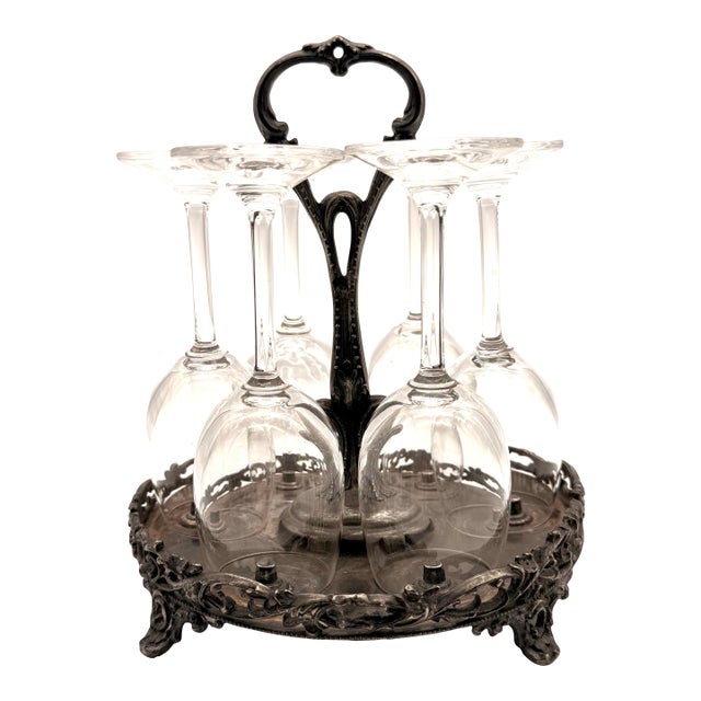 Such a cool vintage way to store and display your crystal cordial glasses. A set of 6 small sake or aperitif glasses are...