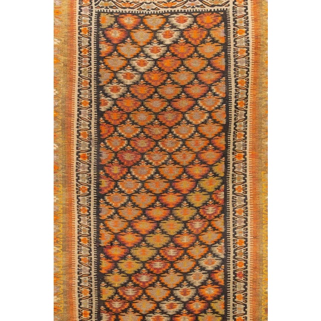 Early 20th Century Vintage Persian Veramin Kilim Orange Area Rug 4'9'' X 9'8'' For Sale - Image 9 of 11