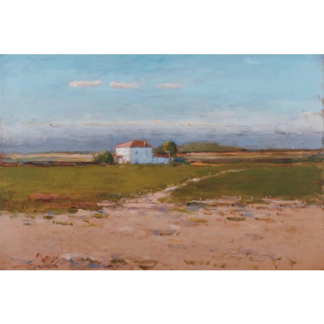 Mid-Century Modern Terry DeLapp "House in Landscape" Hand Signed Limited Edition 10/50 Wooden Framed and Matted Lithograph From the Louise Fletcher Estate For Sale - Image 3 of 7