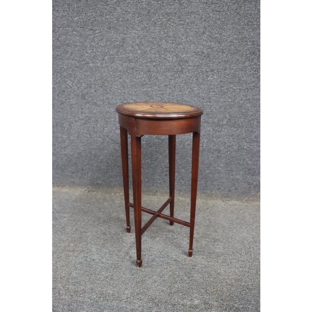Edwardian Style Mahogany Parquetry Top Cocktail Table With Shell Inlay For Sale - Image 9 of 11
