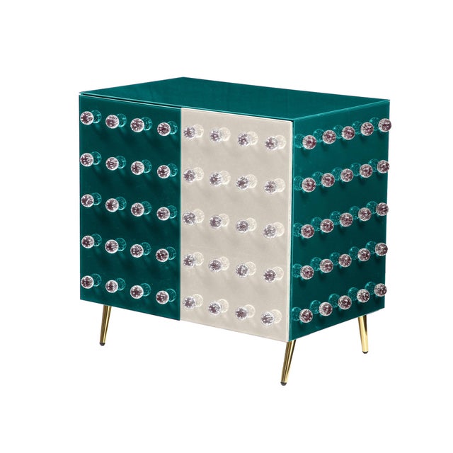 Italian Pair of Glass Bar Cabinet White & Blue Made in Italy Available For Sale - Image 3 of 7