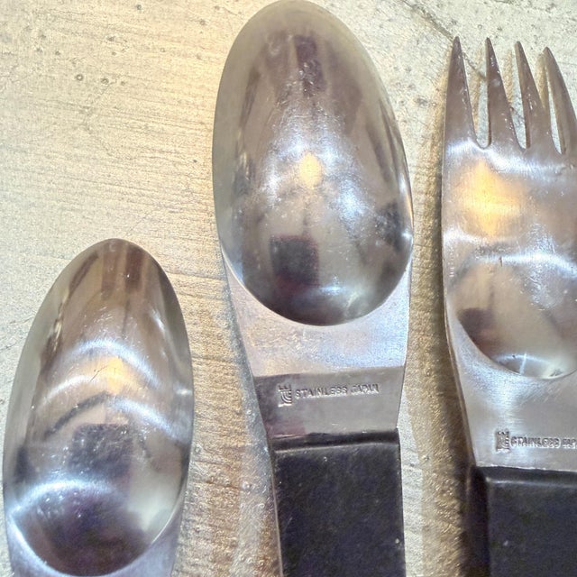 Stanley Roberts Japan Flatware Set, Carl Aubock Era Mid Century Modern For Sale - Image 11 of 13