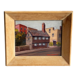 Vintage Oil Painting of Paul Revere House Boston by Giragos Der Garabedian Framed Architectural View