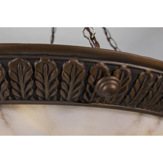 Large Art Deco Eight-Light Alabaster and Bronze Chandelier, 1920s For Sale - Image 10 of 18