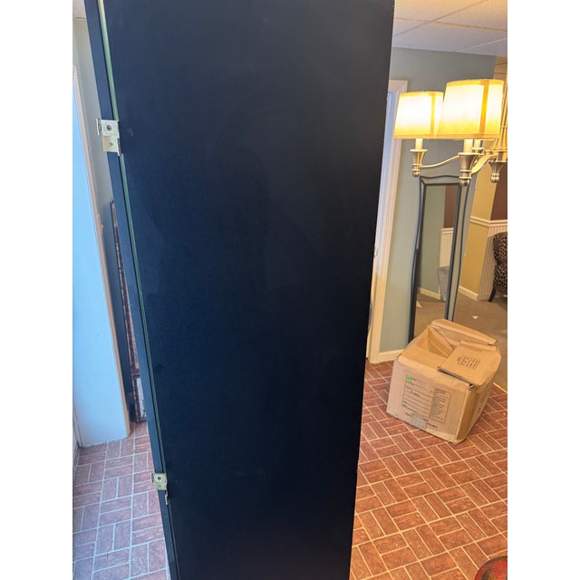 Black Vintage Four Panel Beveled Mirrored Screen For Sale - Image 8 of 16