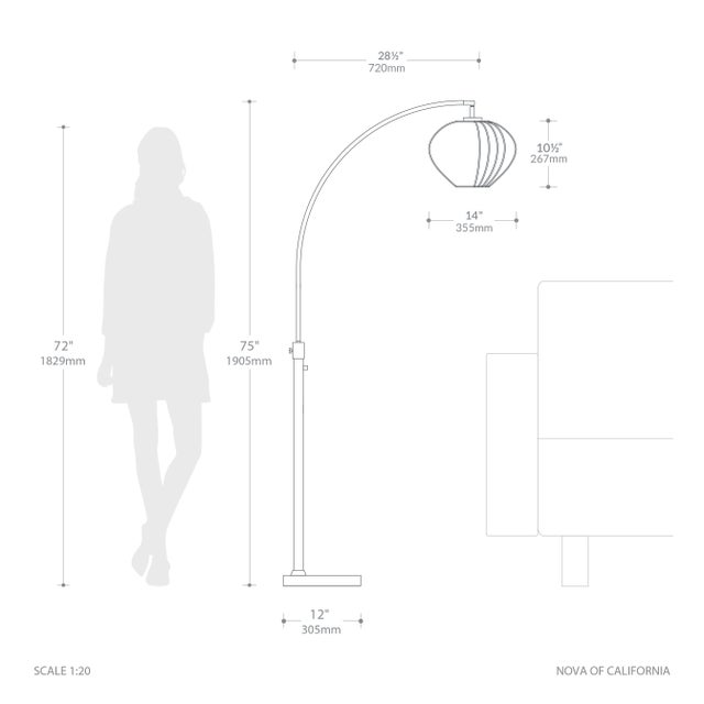 Bloom 75"h Chairside Arc Floor Lamp - Modern, Satin Nickel, White Satin Shade, Dimmable, Bulb Included For Sale In Los Angeles - Image 6 of 6