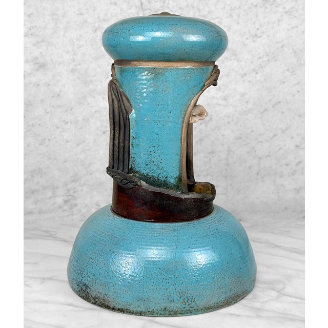 Vintage Abstract Folk Signed Pottery & Stained Glass Window Shrine Sculpture For Sale - Image 4 of 13