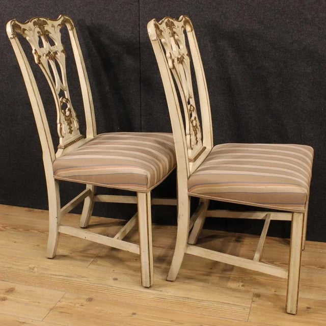Set of Italian Lacquered and Gilded Chairs, 1980s For Sale - Image 3 of 12