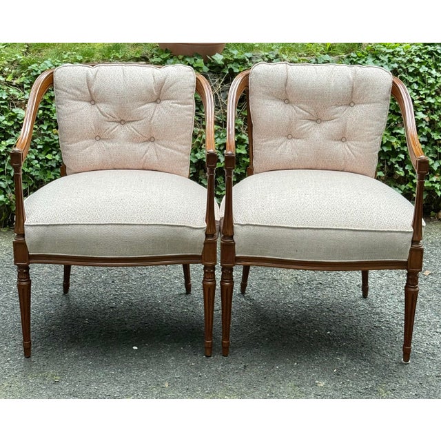Vintage Regency Louis XVI Armchairs - A Pair For Sale - Image 4 of 11