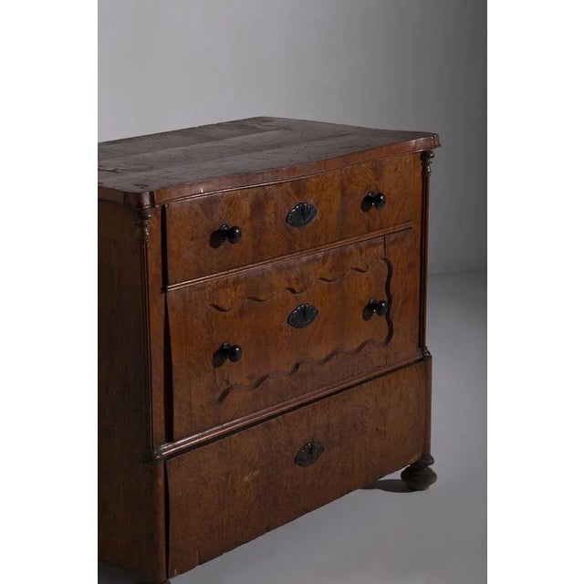 Italian Sicilian Chest of Drawers in Briar Wood, Late 1800s, in Good conditions. Designed 1890 to 1919