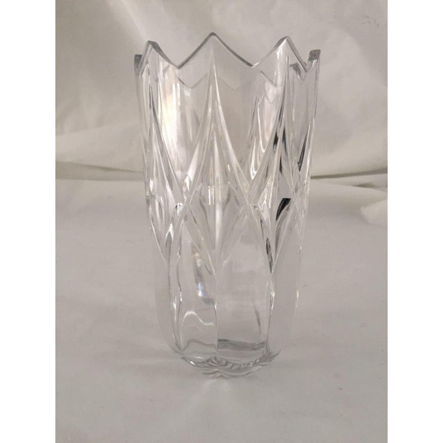 Vintage Clear Cut Glass Tulip Shaped Vase For Sale - Image 4 of 5