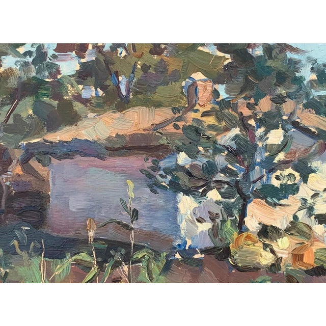 Vintage Ukrainian Impressionist Oil Painting, Rural Landscape, 1956 23-31 For Sale - Image 4 of 6