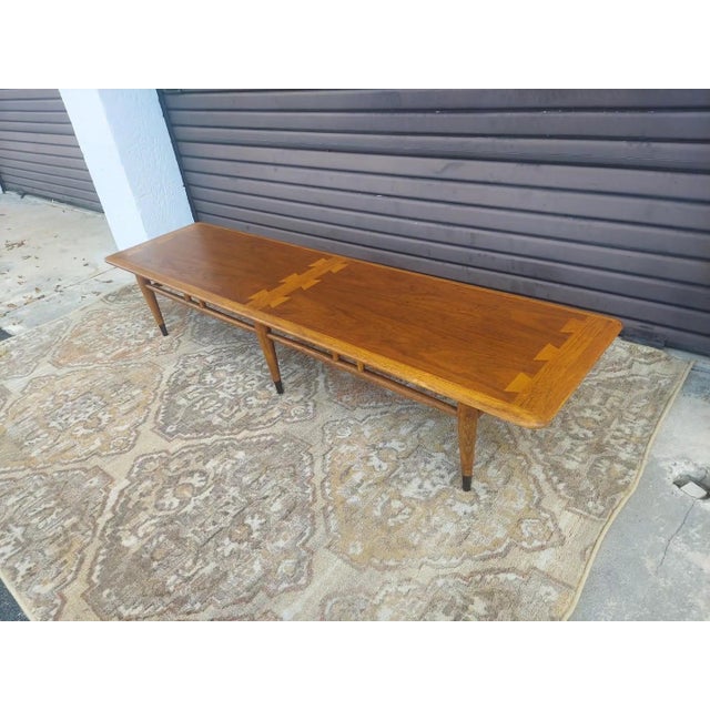 Lane Acclaim Mid 20th Century Extra Long Walnut Dovetail Coffee Table For Sale In Orlando - Image 6 of 13