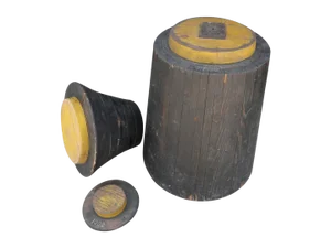 Three-Piece Industrial Wooden Gear Mold – Portland Rock Crusher, Sculptural Statement Object