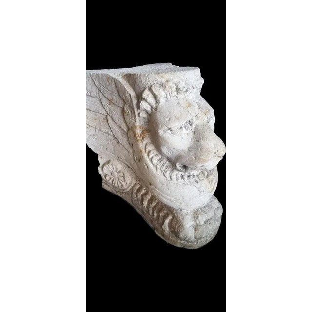Stone Base in the Shape of a Winged Lion, 1500s For Sale - Image 6 of 8