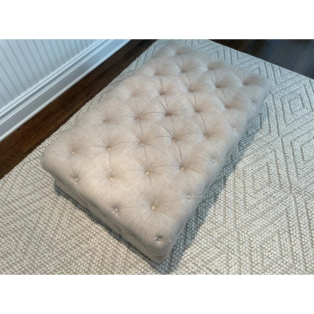 Early 21st Century Custom Upholstered Tufted Rectangular Contemporary Ottoman For Sale - Image 5 of 9