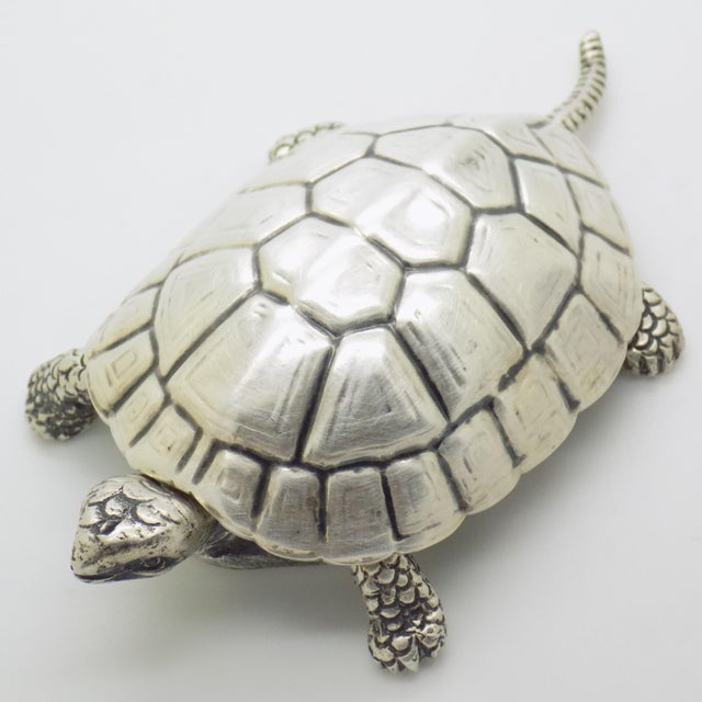 3.66-oz. Vintage Italian Handmade Genuine Silver Large Turtle Decorative Box, Made in Vercelli (Italy) For Sale - Image 4 of 12
