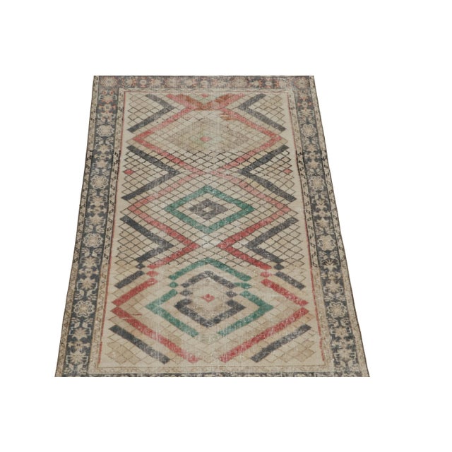 Art Deco Vintage Zeki Müren Runner in Beige Multicolor Geometric Pattern - By Rug & Kilim For Sale - Image 3 of 7